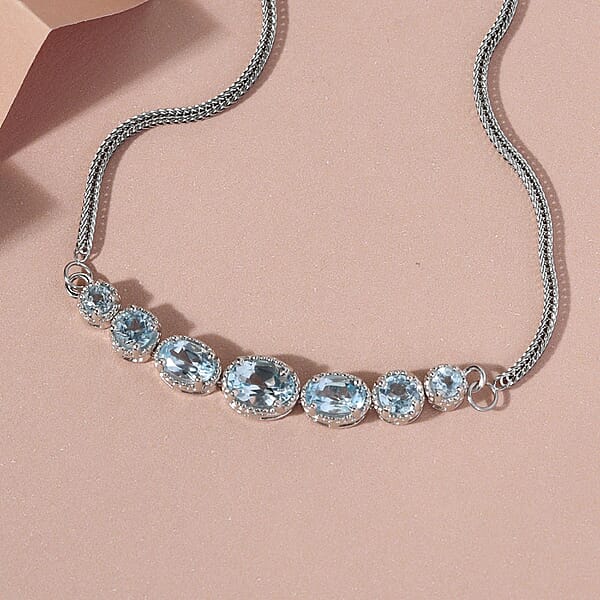 Shop Lc EverTrue Sky Blue Topaz 2.90 Ctw Bolo Bracelet In Platinum Bond