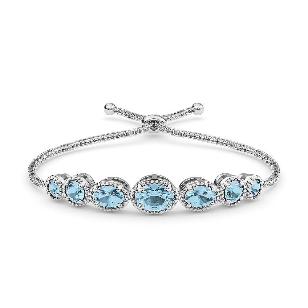 shop lc EverTrue Sky Blue Topaz 2.90 ctw Bolo Bracelet in Platinum Bond