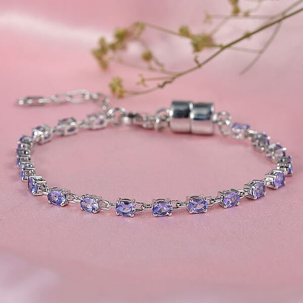 Shop Lc EverTrue Tanzanite 3.30 Ctw River Of Serenity Bracelet In Platinum Bond (6.5-8.0In)