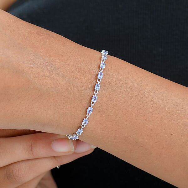 Shop Lc EverTrue Tanzanite 3.30 Ctw River Of Serenity Bracelet In Platinum Bond (6.5-8.0In)