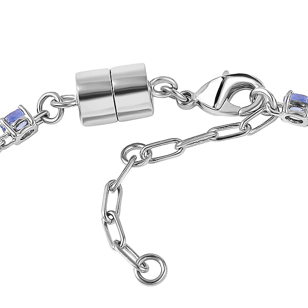 Shop Lc EverTrue Tanzanite 3.30 Ctw River Of Serenity Bracelet In Platinum Bond (6.5-8.0In)