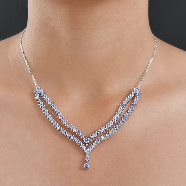 Shop Lc EverTrue Tanzanite Necklace In Platinum Bond 8.30 Ctw (18-20 Inches) (Del. In 10-12 Days)