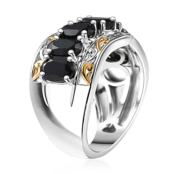 Shop Lc EverTrue Thai Black Spinel 4.25 Ctw Ring In 18K YG Plated And Platinum Bond