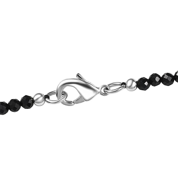 Shop Lc EverTrue Thai Black Spinel 78.90 Ctw Ring And Pendant With Beaded Necklace 20 Inches In 18K YG Plated And Platinum Bond