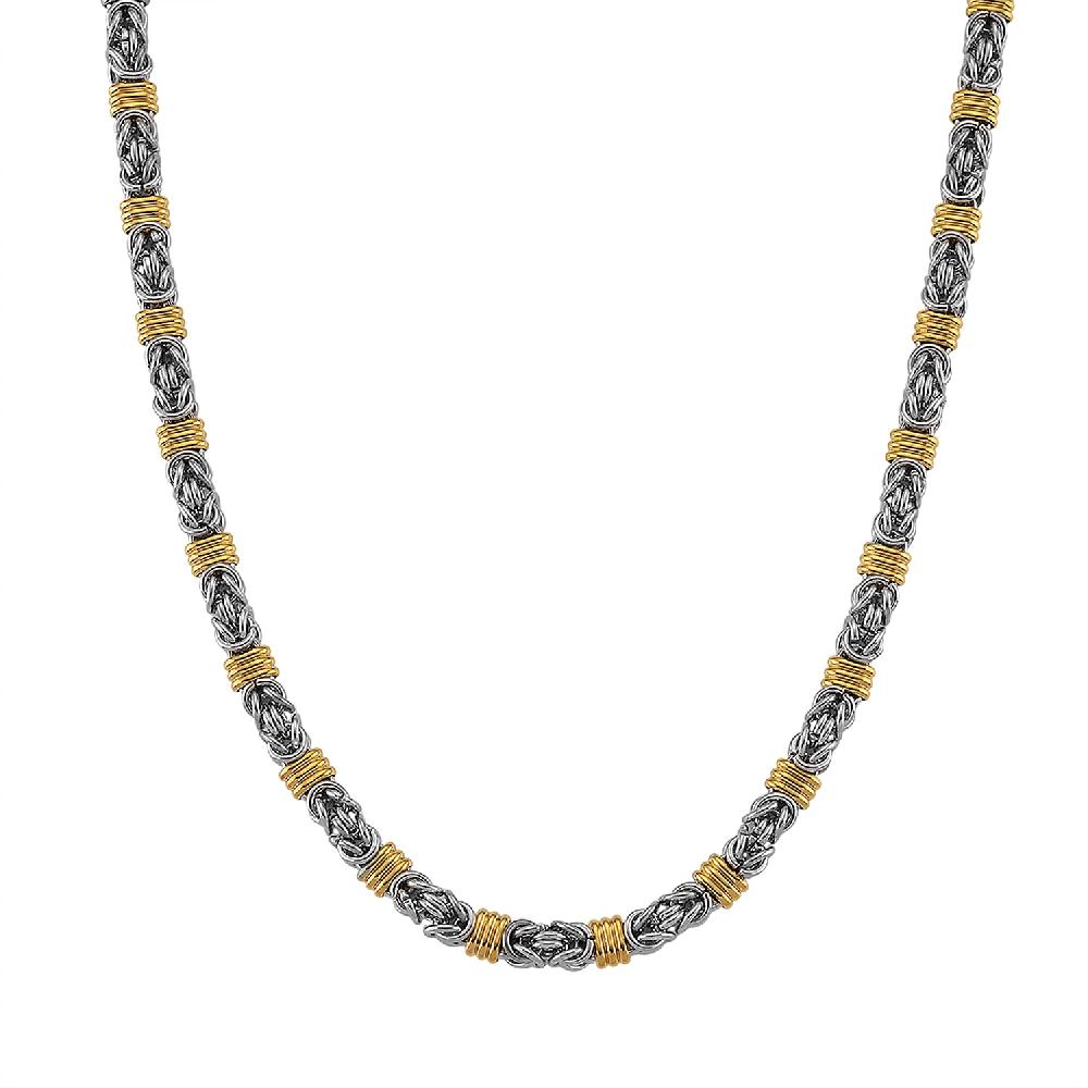 shop lc EverTrue Two-Tone Byzantine Chain Necklace in ION Plated YG and Stainless Steel (20.5-22.5 Inches)