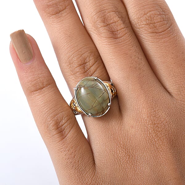 Shop Lc EverTrue Venus Jasper Solitaire Ring In 18K YG Plated And Platinum Bond 11.00 Ctw