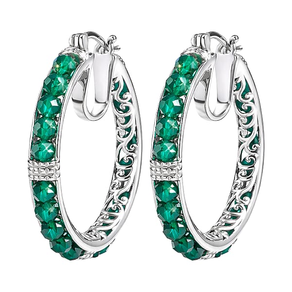 Shop Lc EverTrue Verde Onyx 14.90 Ctw Hoop Earrings In Platinum Bond