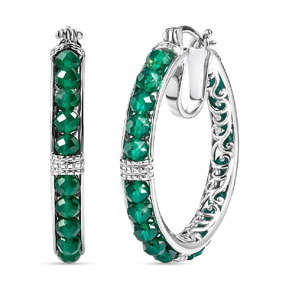 shop lc EverTrue Verde Onyx 14.90 ctw Hoop Earrings in Platinum Bond