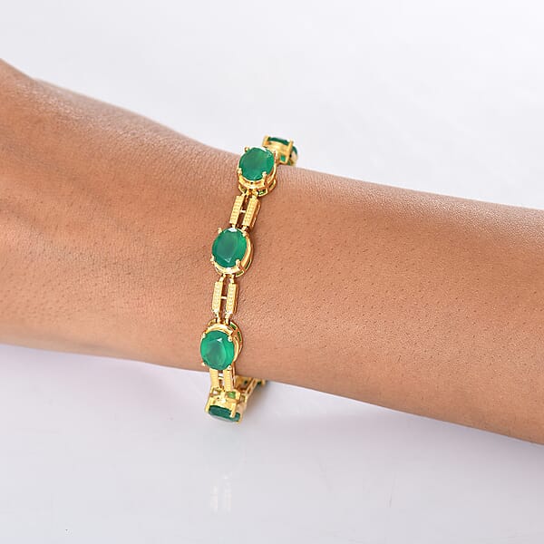 Shop Lc EverTrue Verde Onyx 17.00 Ctw Paperclip Link Bracelet In 18K Yellow Gold Plated (7.25 In)