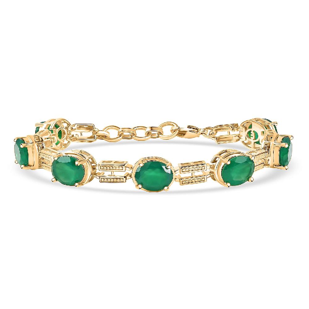 shop lc EverTrue Verde Onyx 17.00 ctw Paperclip Link Bracelet in 18K Yellow Gold Plated (7.25 In)