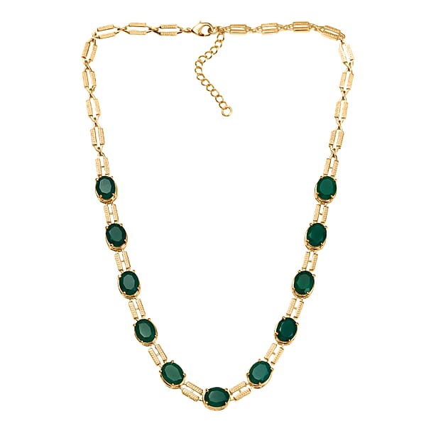 Shop Lc EverTrue Verde Onyx 25.00 Ctw Paperclip Necklace In 18K Yellow Gold Plated 18 Inches