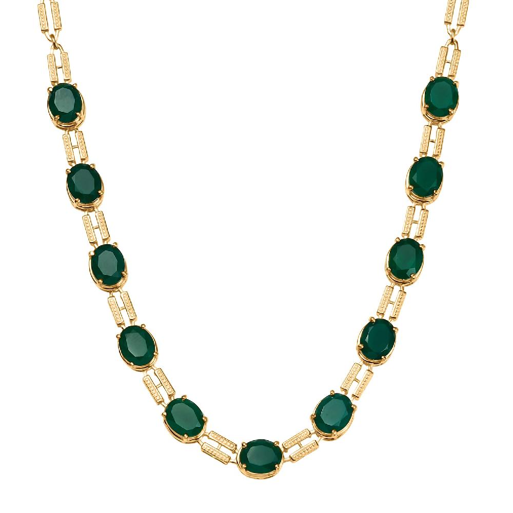 shop lc EverTrue Verde Onyx 25.00 ctw Paperclip Necklace in 18K Yellow Gold Plated 18 Inches
