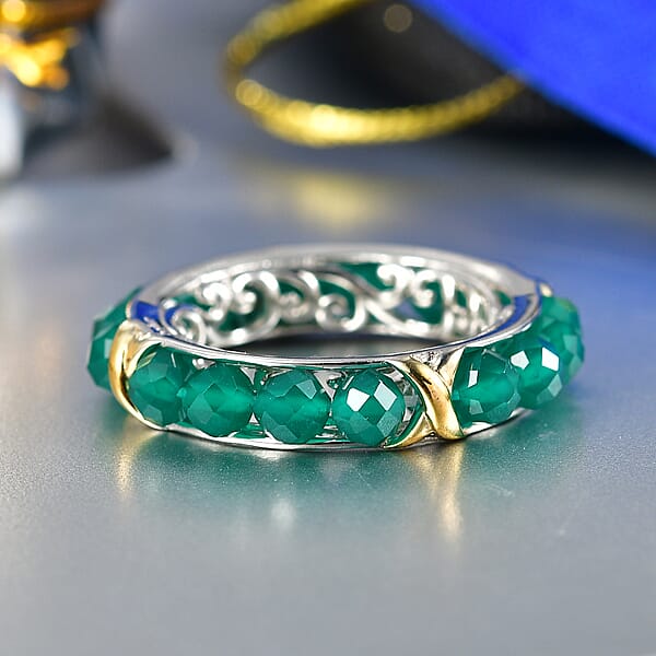 Shop Lc EverTrue Verde Onyx 7.50 Ctw XOXO Band Ring In 18K YG Plated And Platinum Bond