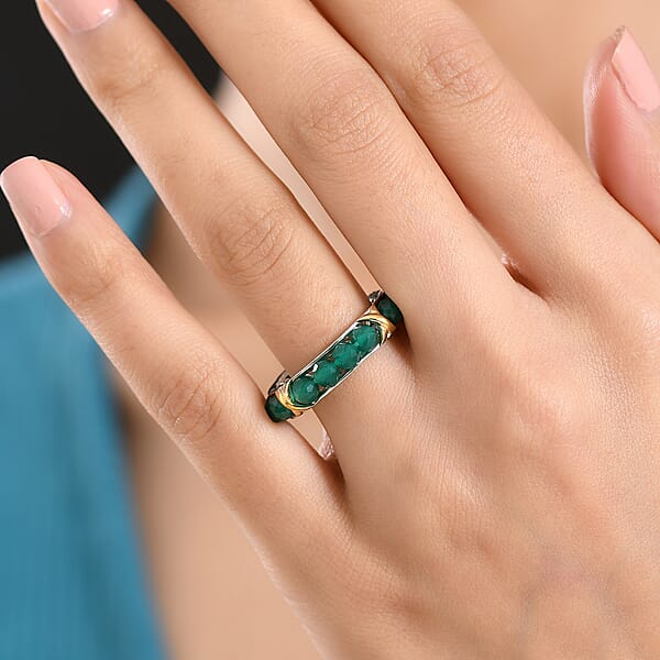 Shop Lc EverTrue Verde Onyx 7.50 Ctw XOXO Band Ring In 18K YG Plated And Platinum Bond