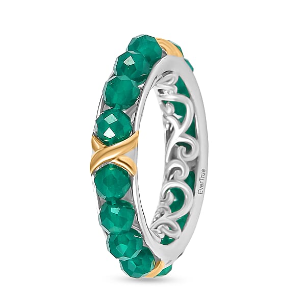 Shop Lc EverTrue Verde Onyx 7.50 Ctw XOXO Band Ring In 18K YG Plated And Platinum Bond
