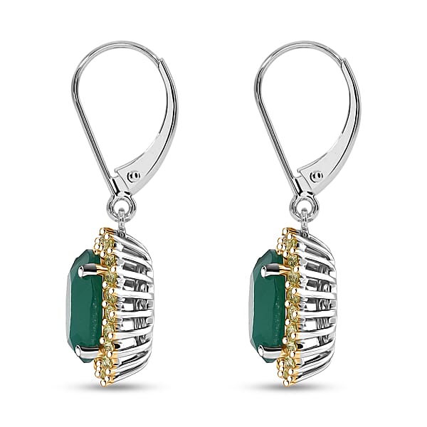 Shop Lc EverTrue Verde Onyx And Hebei Peridot 5.50 Ctw Earrings In 18K YG Plated And Platinum Bond