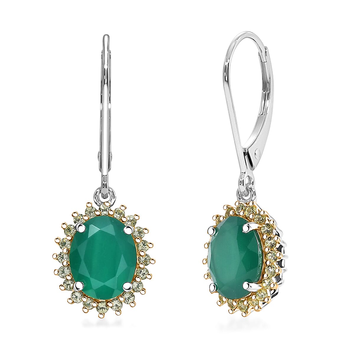 shop lc EverTrue Verde Onyx and Hebei Peridot 5.50 ctw Earrings in 18K YG Plated and Platinum Bond