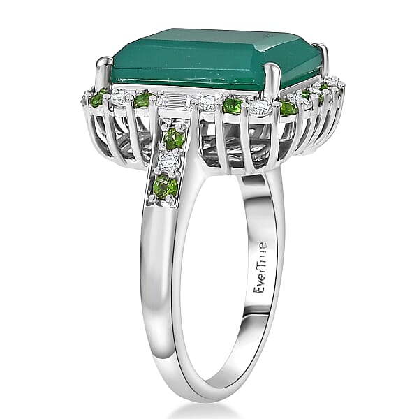 Shop Lc EverTrue Verde Onyx And Multi Gemstone 8.15 Ctw Garden Mosaic Ring In Platinum Bond