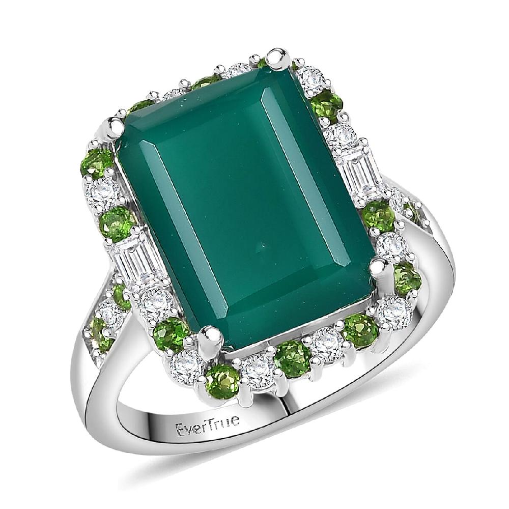 shop lc EverTrue Verde Onyx and Multi Gemstone 8.15 ctw Garden Mosaic Ring in Platinum Bond