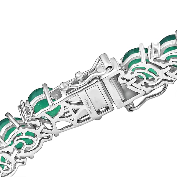 Shop Lc EverTrue Verde Onyx And White Zircon 37.60 Ctw Garland Of Leaves Bracelet In Platinum Bond (8.00 In)