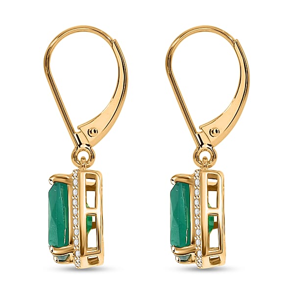 Shop Lc EverTrue Verde Onyx And White Zircon 4.60 Ctw Lever Back Earrings In 18K YG Plated
