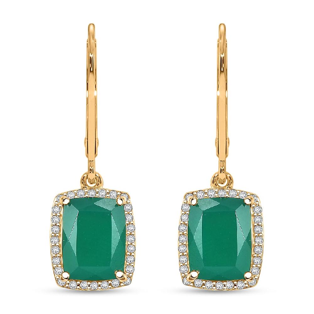 shop lc EverTrue Verde Onyx and White Zircon 4.60 ctw Lever Back Earrings in 18K YG Plated