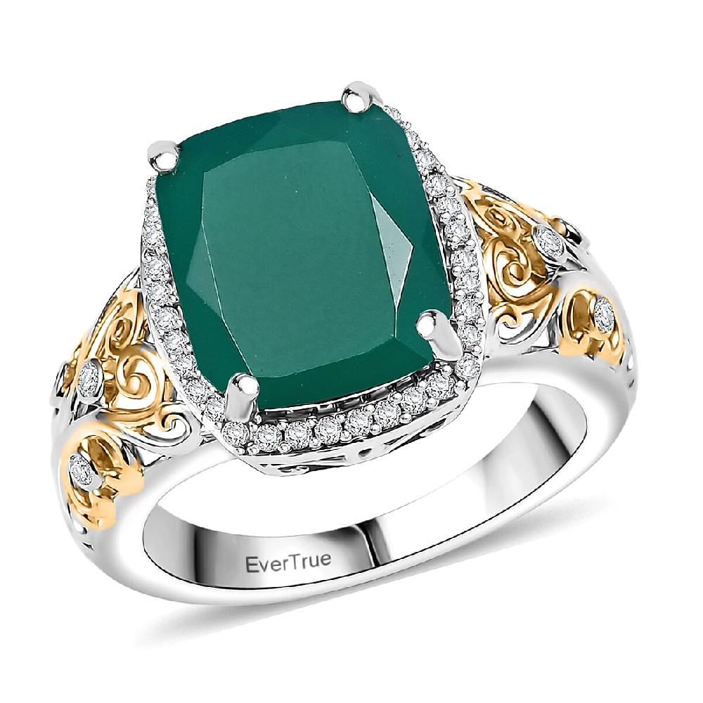 shop lc EverTrue Verde Onyx and White Zircon 5.40 ctw Garden Vine Ring in 18K YG Plated and Platinum Bond