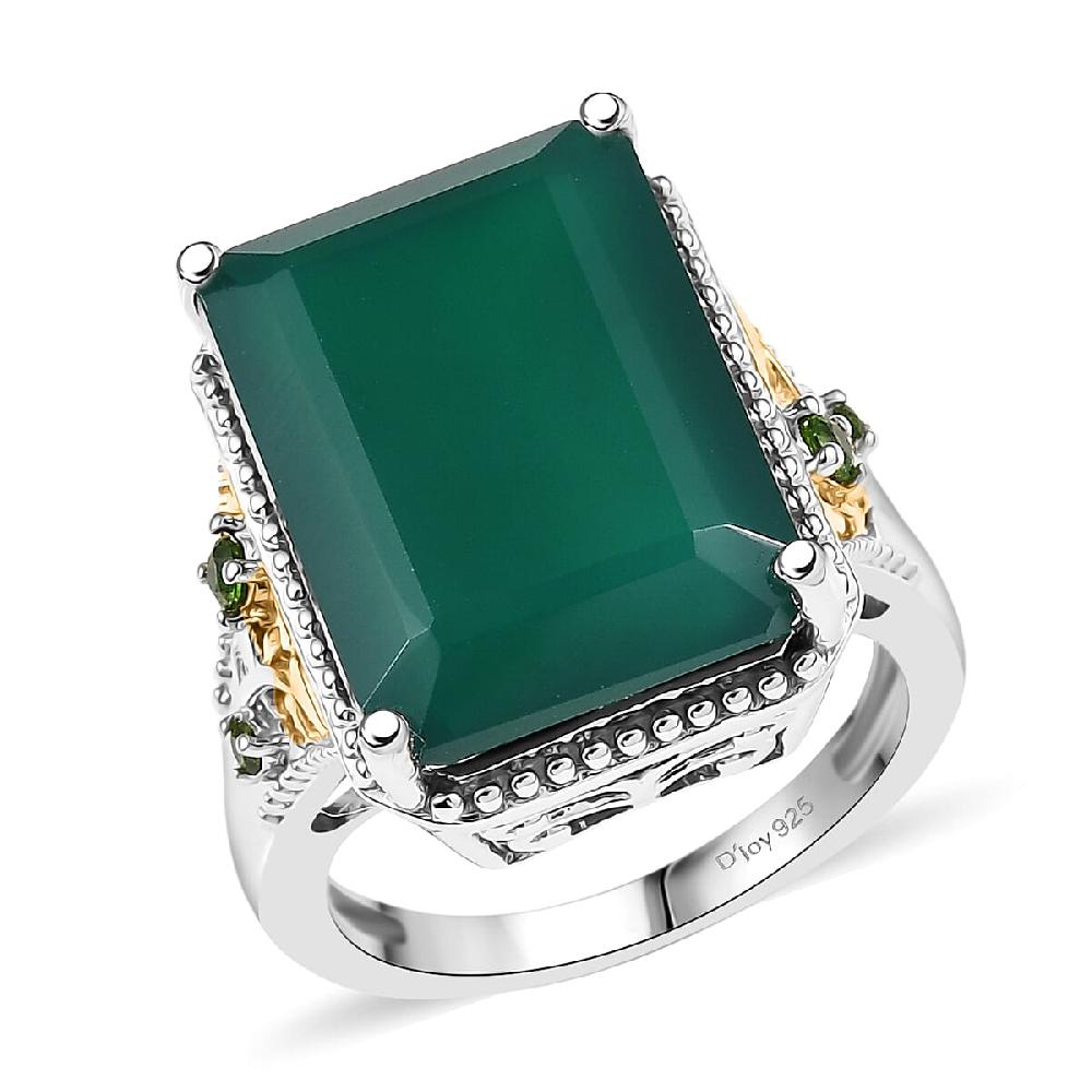 shop lc EverTrue Verde Onyx Chrome Diopside Ring in 18K YG Plated and Platinum Bond 13.35 ctw