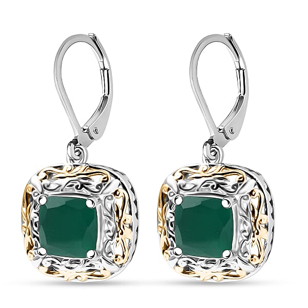 Shop Lc EverTrue Verde Onyx Earrings In 18K YG Plated And Platinum Bond 4.60 Ctw