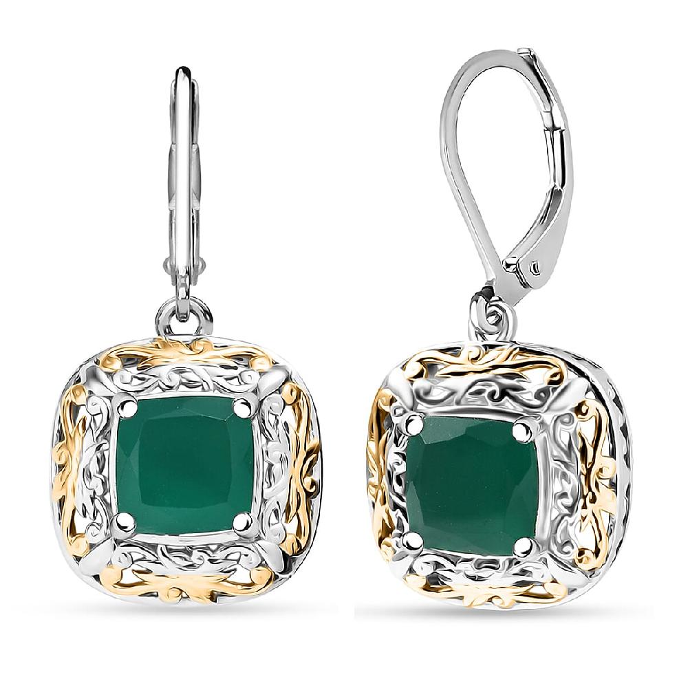 shop lc EverTrue Verde Onyx Earrings in 18K YG Plated and Platinum Bond 4.60 ctw