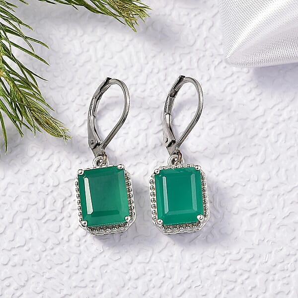 Shop Lc EverTrue Verde Onyx Earrings In Platinum Bond 6.30 Ctw