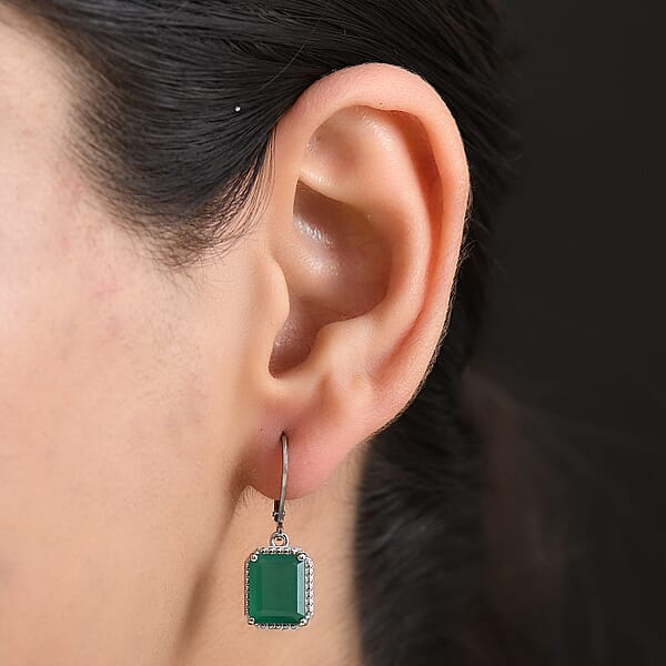 Shop Lc EverTrue Verde Onyx Earrings In Platinum Bond 6.30 Ctw