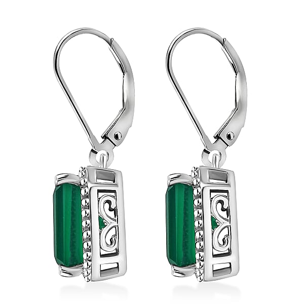 Shop Lc EverTrue Verde Onyx Earrings In Platinum Bond 6.30 Ctw