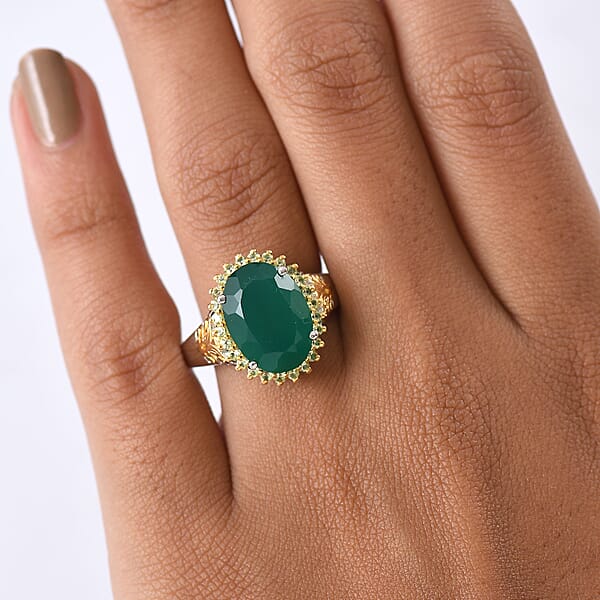 Shop Lc EverTrue Verde Onyx Hebei Peridot Ring In 18K YG Plated And Platinum Bond 5.50 Ctw