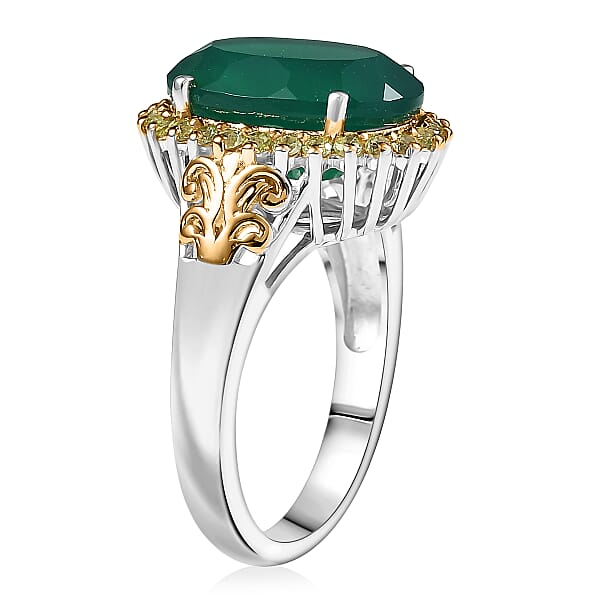 Shop Lc EverTrue Verde Onyx Hebei Peridot Ring In 18K YG Plated And Platinum Bond 5.50 Ctw