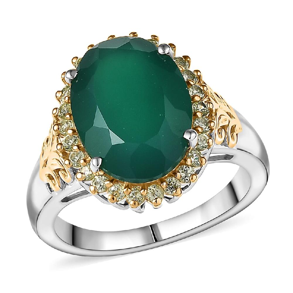 shop lc EverTrue Verde Onyx Hebei Peridot Ring in 18K YG Plated and Platinum Bond 5.50 ctw