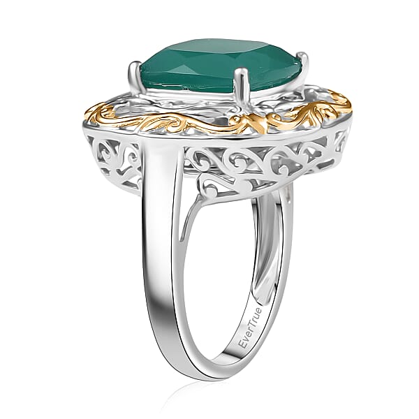 Shop Lc EverTrue Verde Onyx Ring In 18K YG Plated And Platinum Bond 5.40 Ctw
