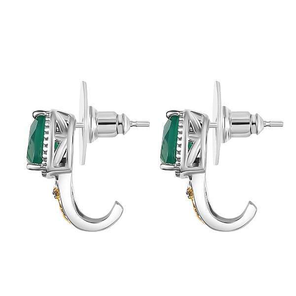 Shop Lc EverTrue Verde Onyx White Zircon Earrings In 18K YG Plated And Platinum Bond 3.00 Ctw