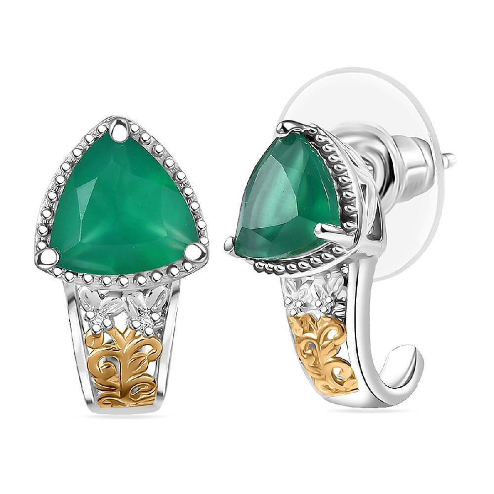 shop lc EverTrue Verde Onyx White Zircon Earrings in 18K YG Plated and Platinum Bond 3.00 ctw
