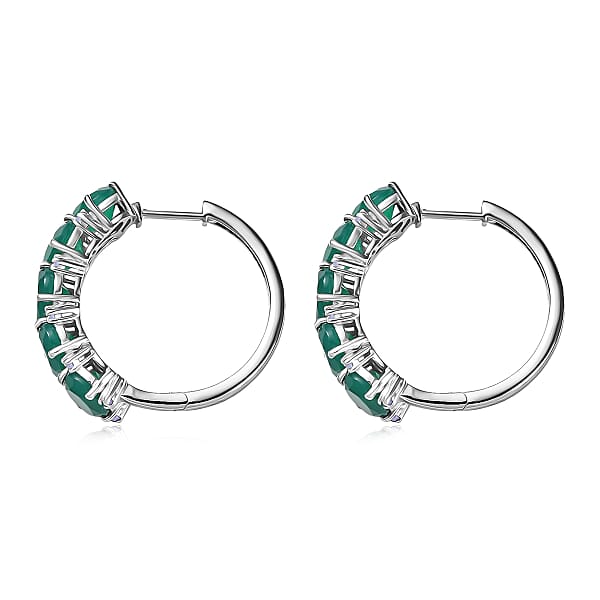 Shop Lc EverTrue Verde Onyx White Zircon Earrings In Platinum Bond 11.90 Ctw