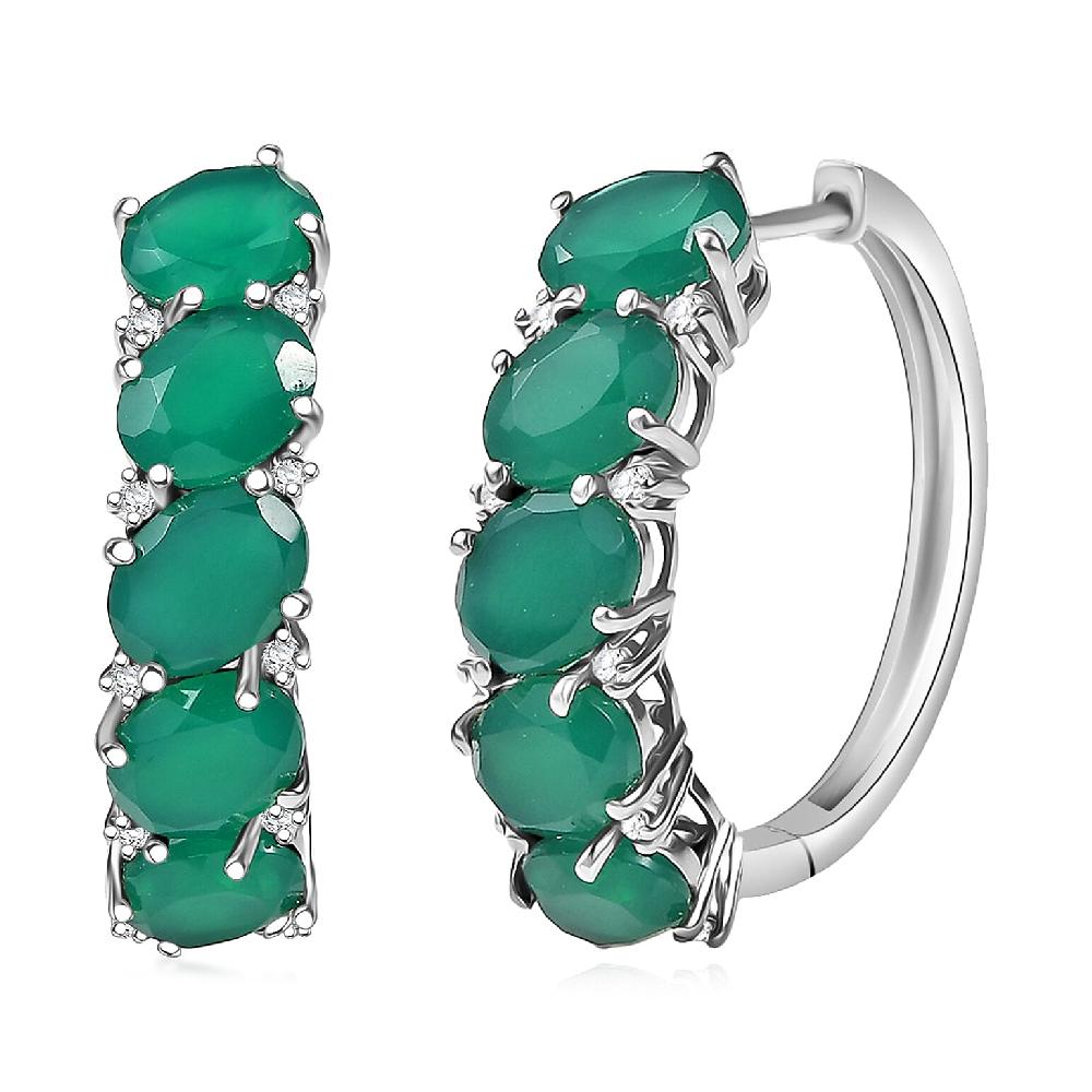 shop lc EverTrue Verde Onyx White Zircon Earrings in Platinum Bond 11.90 ctw