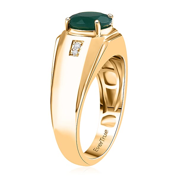 Shop Lc EverTrue Verde Onyx White Zircon Men's Ring In 18K YG Plated 1.80 Ctw