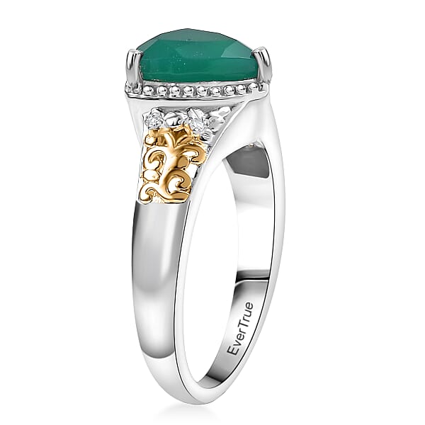 Shop Lc EverTrue Verde Onyx White Zircon Ring In 18K YG Plated And Platinum Bond 2.25 Ctw
