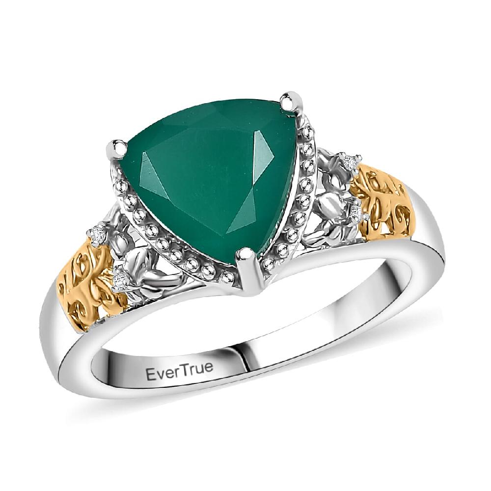 shop lc EverTrue Verde Onyx White Zircon Ring in 18K YG Plated and Platinum Bond 2.25 ctw