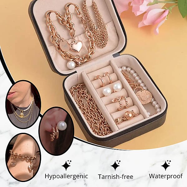 Shop Lc EverTrue White Shell Pearl Jewelry 3 Pearl Earrings 3 Pearl Necklaces (16 18 20 Inch Necklace) 1 Pearl Bracelet 3 Charms And 1 Magnetic Extender ION Plated RG Stainless Steel Jewelry Set