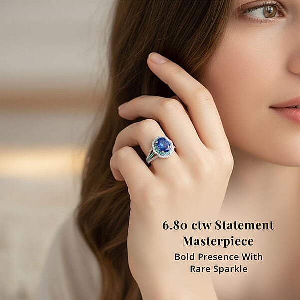 Shop Lc Exclusive Vault Collection Certified & Appraised Rhapsody AAAA Tanzanite Paraiba Tourmaline And E-F VS Diamond 6.80 Ctw Ring In 950 Platinum 10.70 Grams