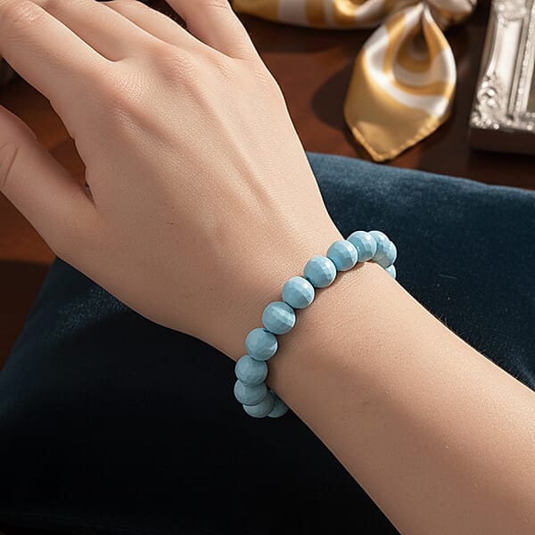 Shop Lc Faceted Sleeping Beauty Color Shell Pearl Stretch Bracelet