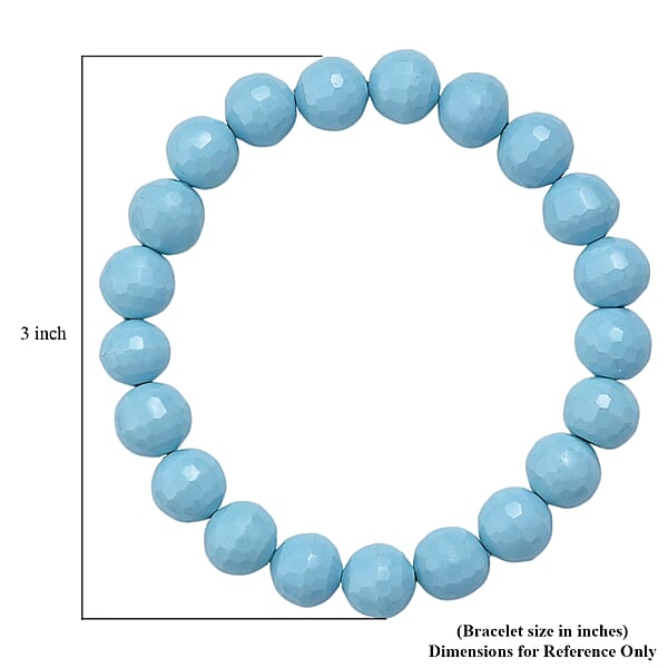 Shop Lc Faceted Sleeping Beauty Color Shell Pearl Stretch Bracelet