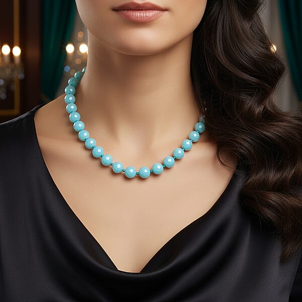 Shop Lc Faceted Sleeping Beauty Lustre Shell Pearl Necklace 18-20 Inches In Stainless Steel