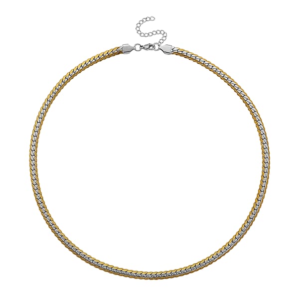 Shop Lc Flat Curb Chain Necklace In ION Plated YG And Stainless Steel 20-22 Inches